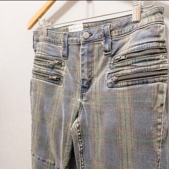 FREE PEOPLE Lennon Plaid Jeans - Picture 2 of 5